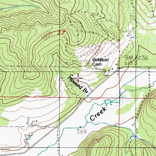 Topographic Map of Goldson Cemetery, OR