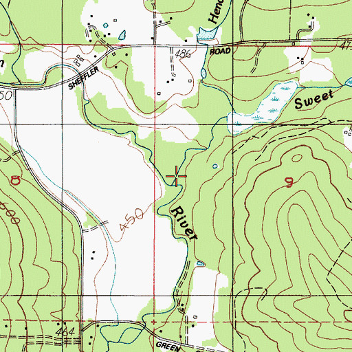 Topographic Map of Hendricks Branch, OR