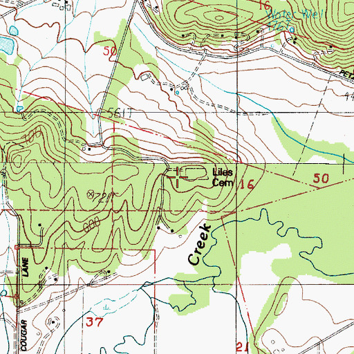 Topographic Map of Liles Cemetery, OR