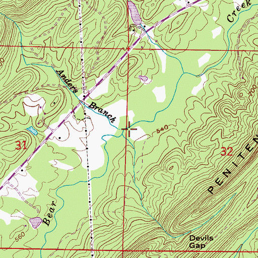 Topographic Map of Anders Branch, AL