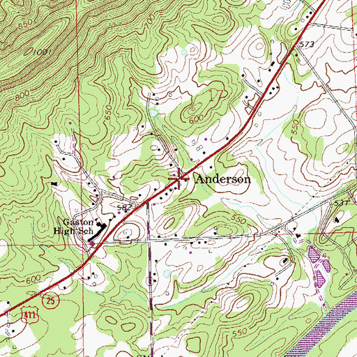 Topographic Map of Anderson, AL