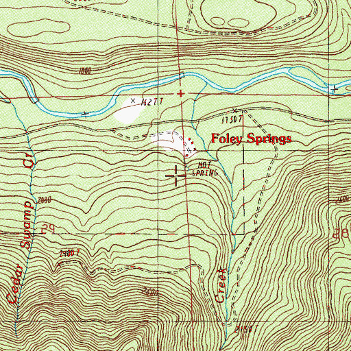 Topographic Map of Foley Hot Springs, OR