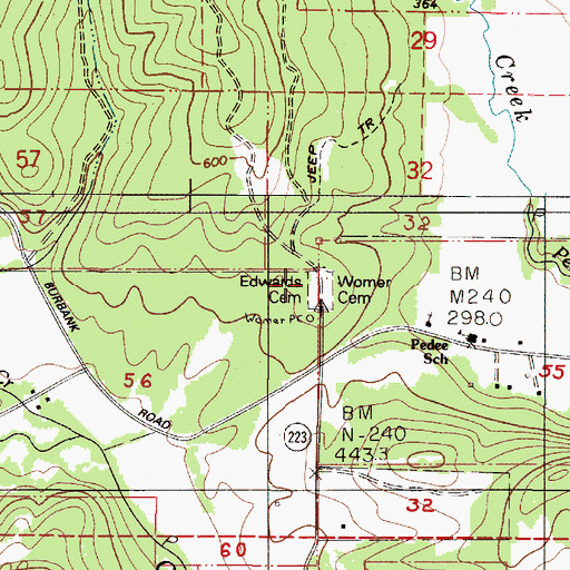 Topographic Map of Pedee Cemetery, OR