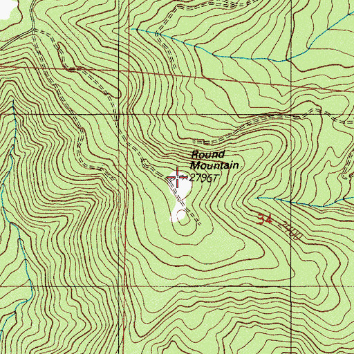Topographic Map of Round Mountain, OR