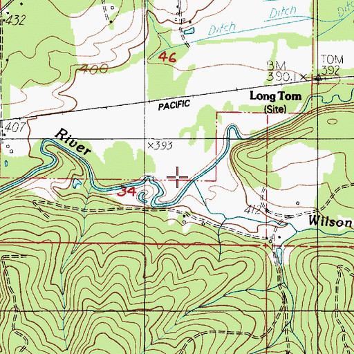 Topographic Map of Wilson Creek, OR