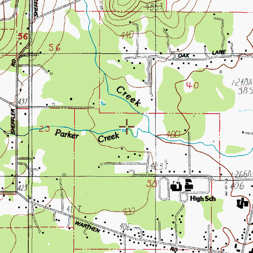 Topographic Map of Parker Creek, OR