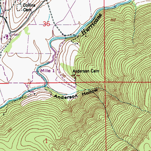 Topographic Map of Anderson Cemetery, AL