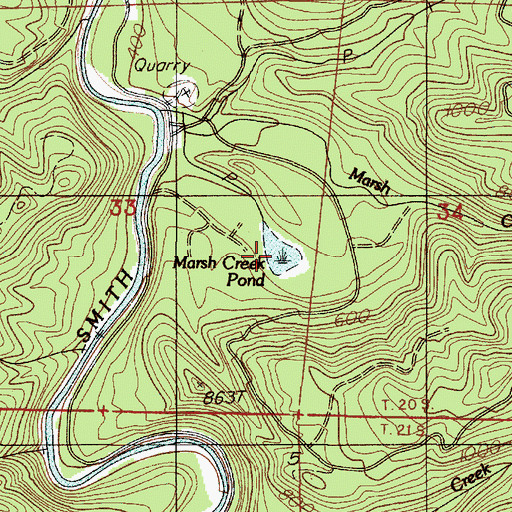 Topographic Map of Marsh Creek Pond, OR