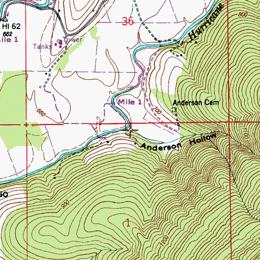 Topographic Map of Anderson Hollow, AL