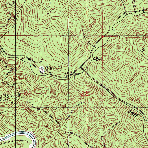 Topographic Map of Jeff Creek, OR