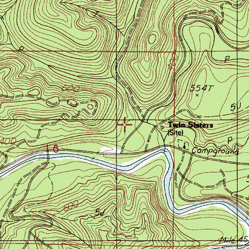 Topographic Map of Russell Creek, OR