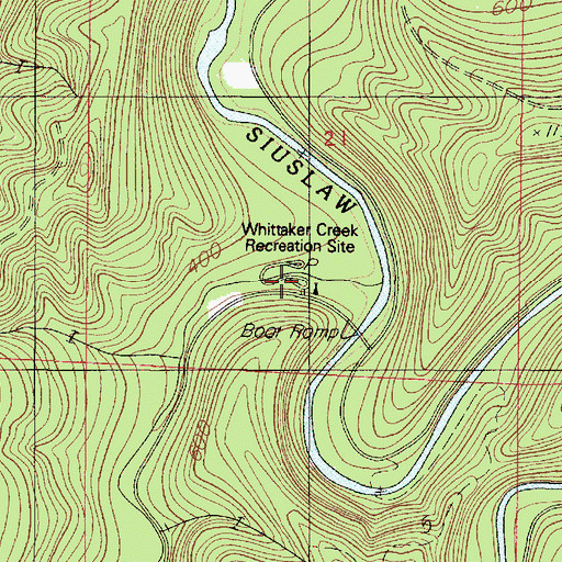 Topographic Map of Whittaker Creek Recreational Reservoir, OR