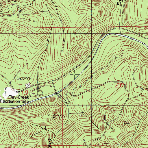 Topographic Map of Clay Creek Recreational Reservoir, OR