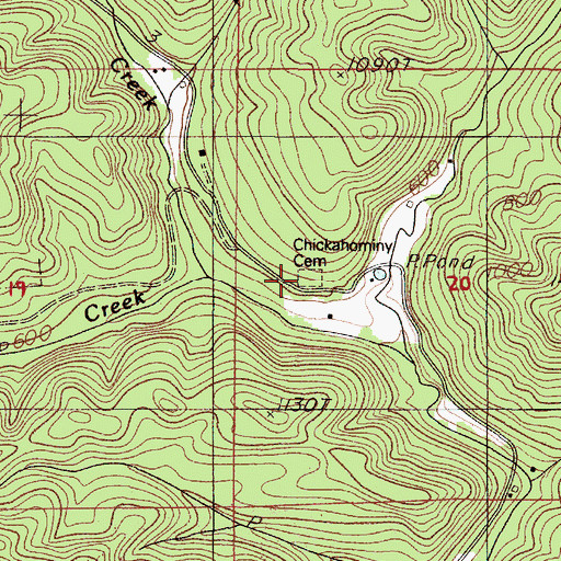 Topographic Map of Chickahominy Cemetery, OR