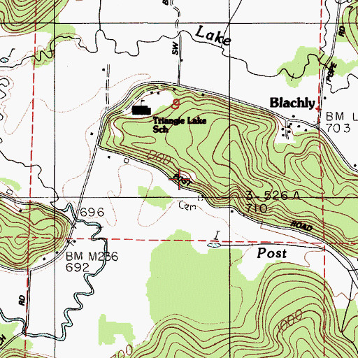 Topographic Map of Blachly Cemetery, OR