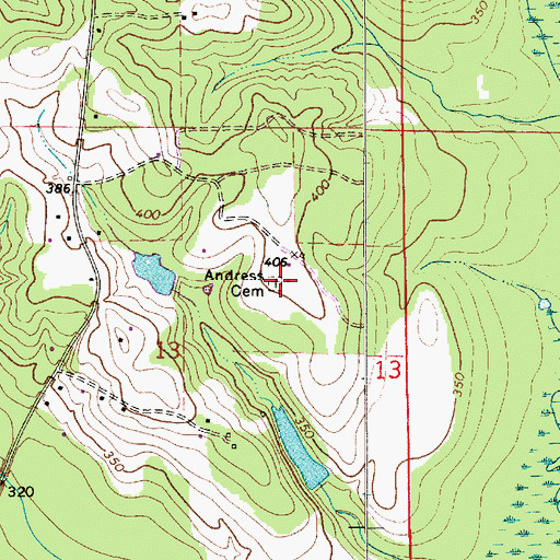 Topographic Map of Andress Cemetery, AL