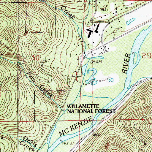 Topographic Map of Fern Creek, OR