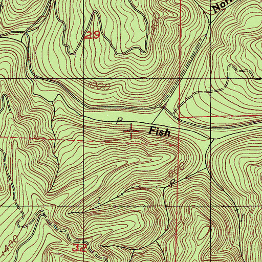 Topographic Map of North Fork Fish Creek, OR