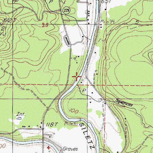 Topographic Map of Spencer Creek, OR