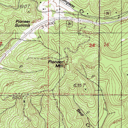 Topographic Map of Pioneer Mountain, OR