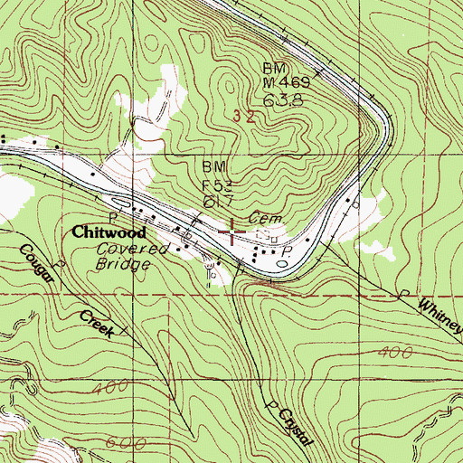 Topographic Map of Chitwood Cemetery, OR