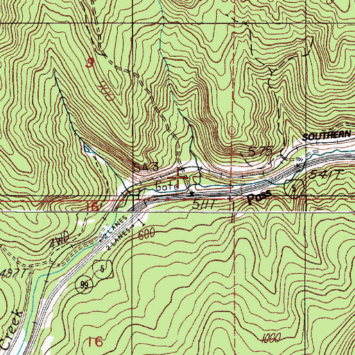 Topographic Map of Pass Creek State Wayside (historical), OR