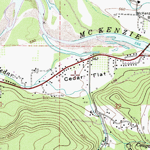 Topographic Map of Cedar Flat, OR