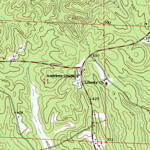 Topographic Map of Andrews Chapel Methodist Church, AL