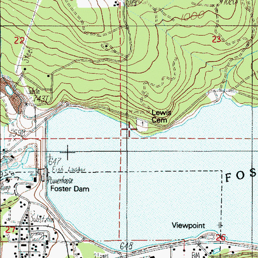 Topographic Map of Lewis Cemetery, OR