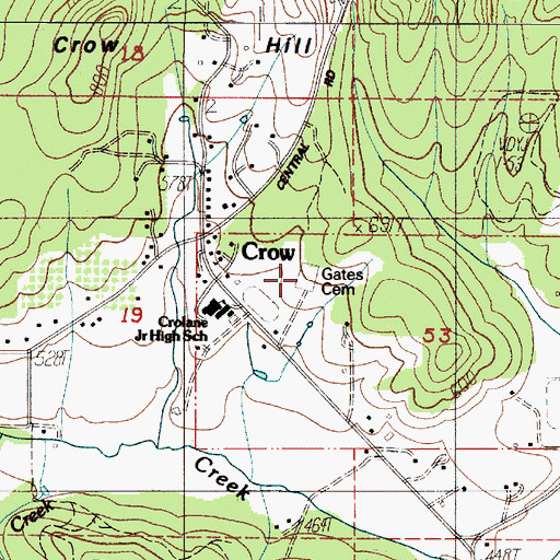 Topographic Map of Gates Cemetery, OR