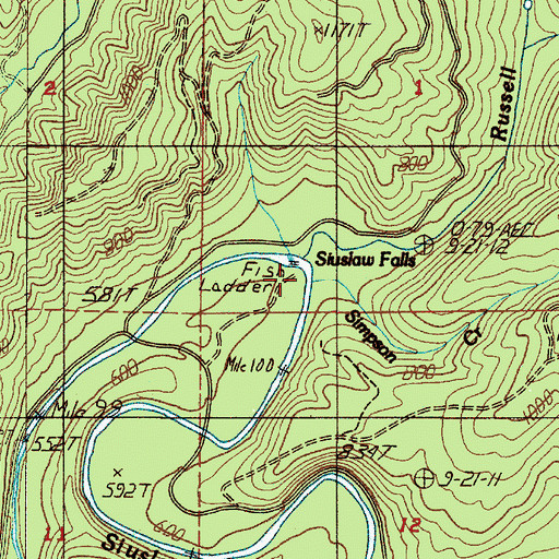 Topographic Map of Simpson Creek, OR