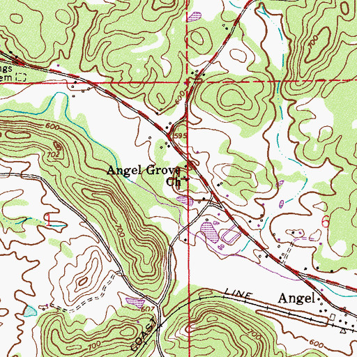 Topographic Map of Angel Grove Baptist Church, AL