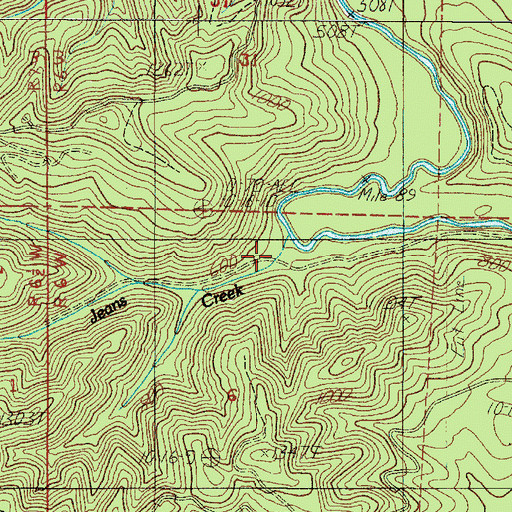 Topographic Map of Jeans Creek, OR