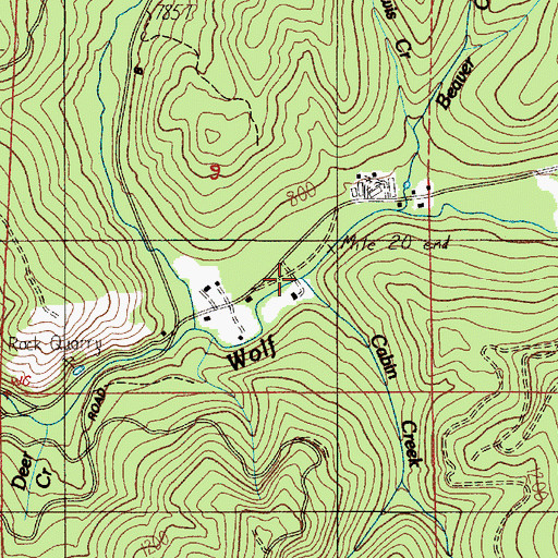 Topographic Map of Cabin Creek, OR