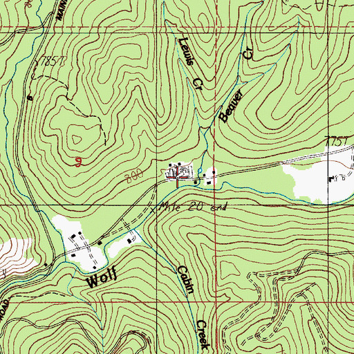 Topographic Map of Beaver Creek, OR