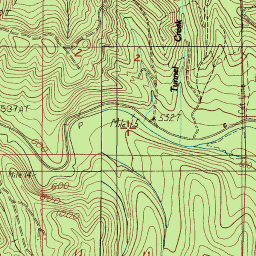 Topographic Map of Tunnel Creek, OR