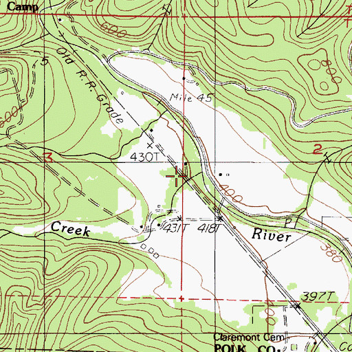 Topographic Map of Harris Creek, OR