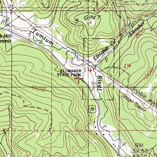 Topographic Map of Ellmaker State Wayside, OR
