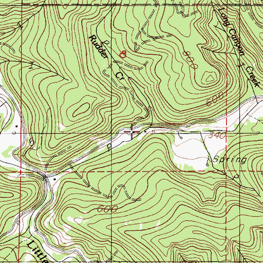 Topographic Map of Rudder Creek, OR