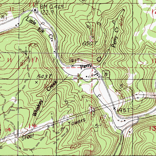 Topographic Map of Perry Creek, OR
