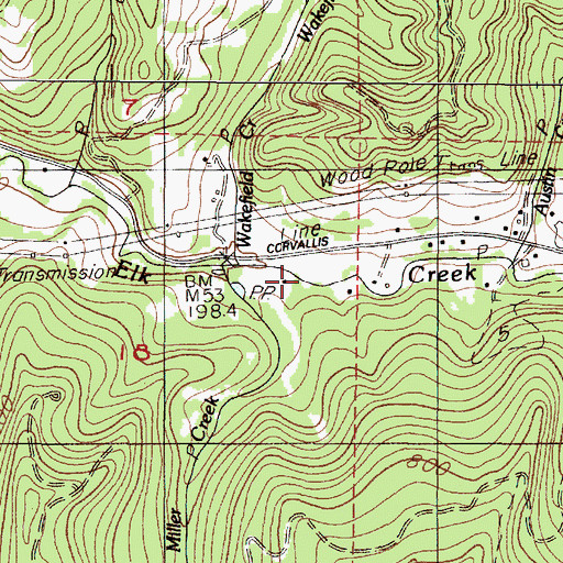 Topographic Map of Miller Creek, OR
