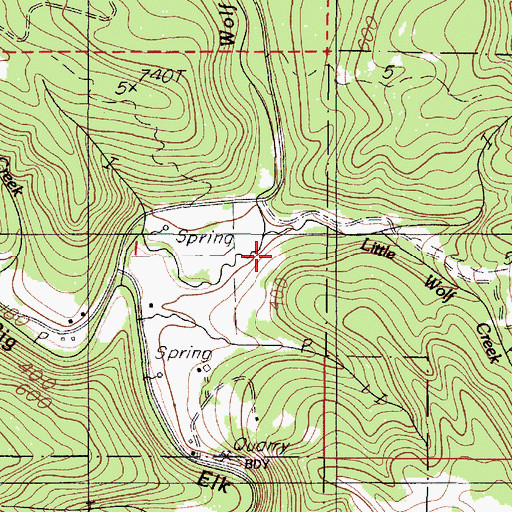 Topographic Map of Little Wolf Creek, OR