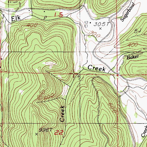 Topographic Map of Cougar Creek, OR