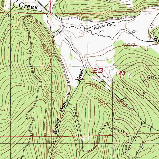 Topographic Map of Beaverdam Creek, OR