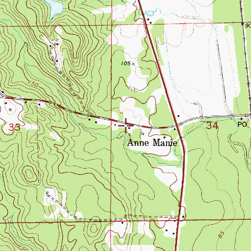 Topographic Map of Anne Manie, AL