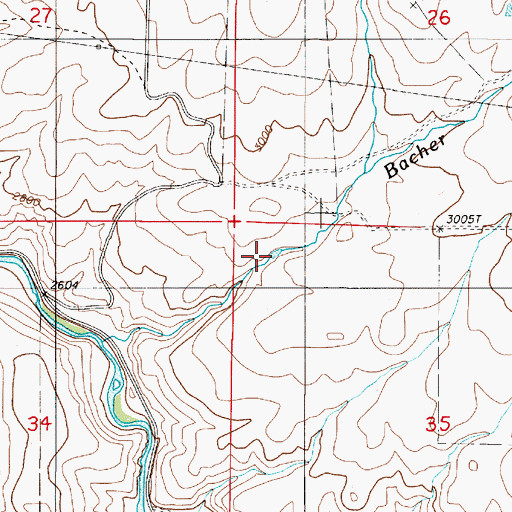 Topographic Map of Bacher Creek Reservoir, OR