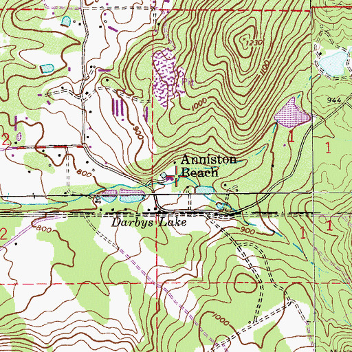 Topographic Map of Anniston Beach, AL
