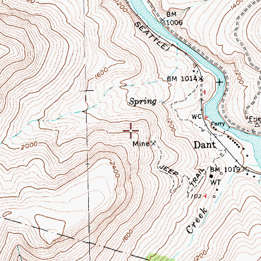 Topographic Map of Lady Frances Mine, OR