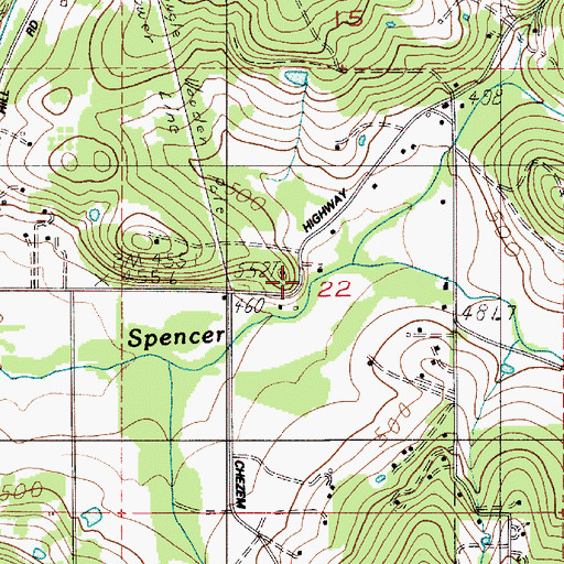 Topographic Map of South Fork Spencer Creek, OR