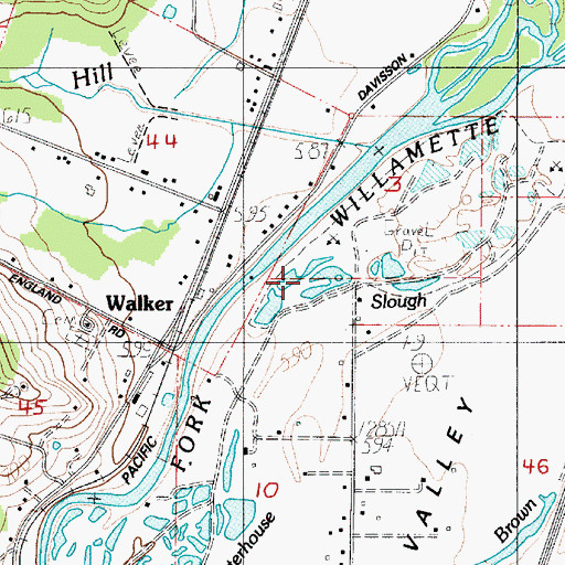 Topographic Map of Waterhouse Slough, OR